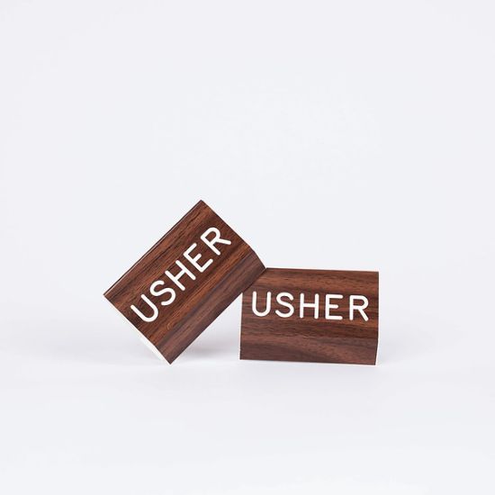 Picture of Sign Engraved Pew Usher Walnut 3X4