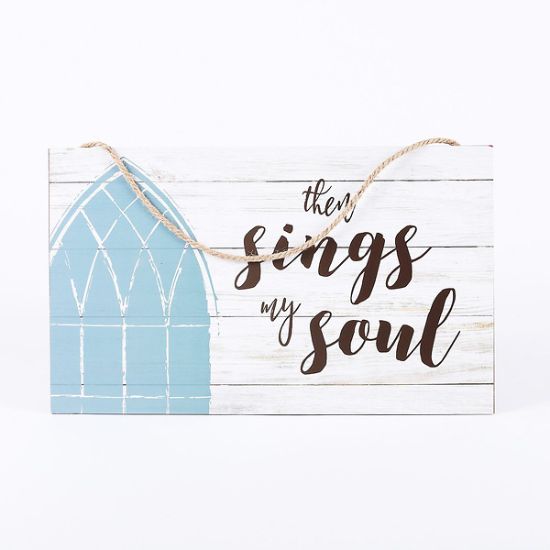 Picture of Wall Decor Wood W/ Rope Then Sings My Soul