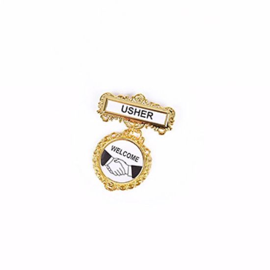 Picture of Badge Fancy Round Usher Shaking Hands Magnet