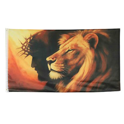 Picture of Flag Jesus and the Lion 3ft X 5ft