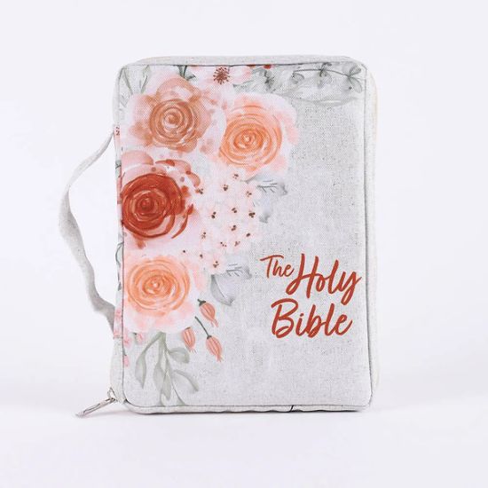 Picture of Bible Cover Canvas Floral Holy Bible Large