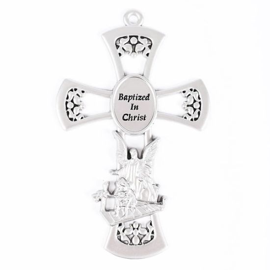 Picture of Wall Cross Pewter Baptized in Christ 6"