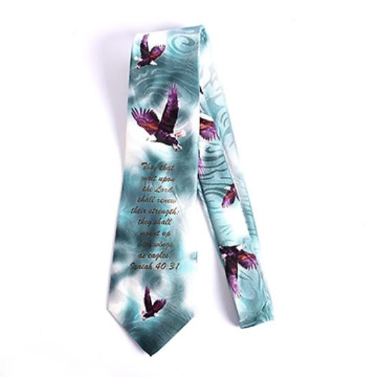 Picture of Tie Polyester Isaiah 40:31 Eagles Turquoise