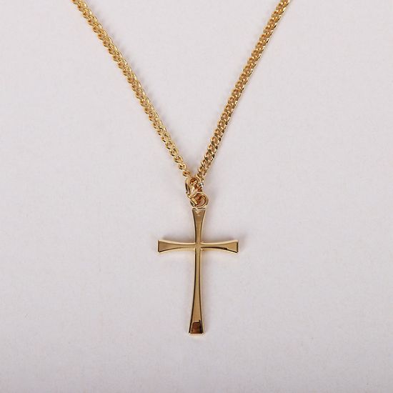 Picture of Necklace Cross Gold Over Ss 18"
