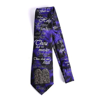 Picture of Tie Polyester Ten Commandment Blue