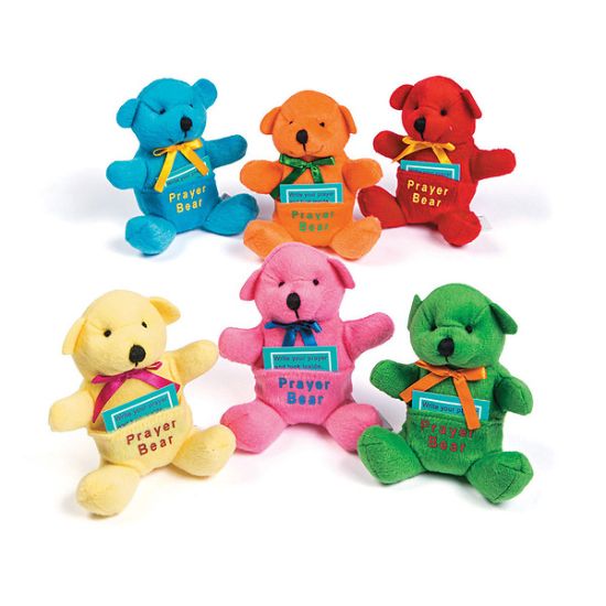 Picture of Plush Prayer Bear W/Pocket Assorted Colors 4in PK12