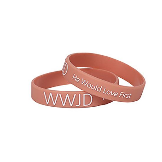 Picture of Bracelet Silicone WWJD He Would Lt Terracotta  PK12