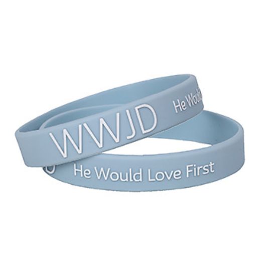 Picture of Bracelet Silicone WWJD He Would Lt Blue PK12