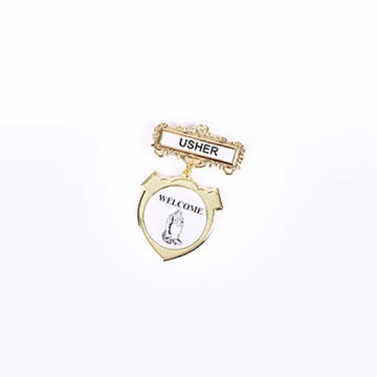 Picture of Badge Shield Usher Praying Hands Welcome Pin