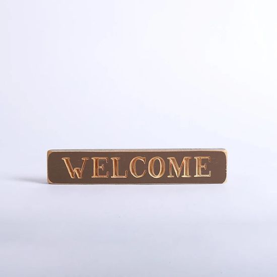 Picture of Sign Engraved Wood Welcome Brown 1.75X9