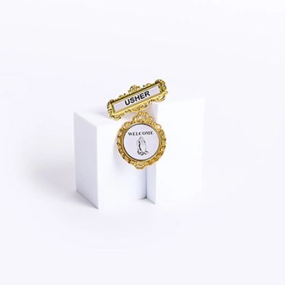 Picture of Badge Fancy Round Usher Praying Hands Welcome Pin
