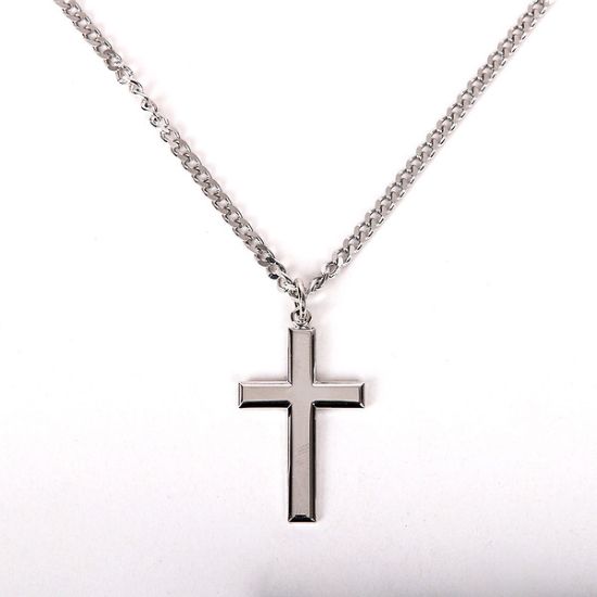 Picture of Necklace Cross Sterling Silver Rhodium 24"