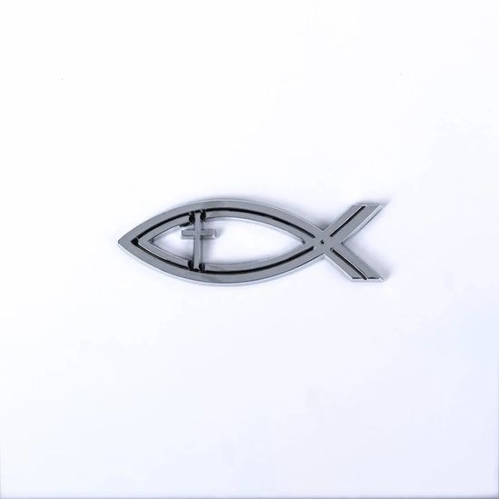 Picture of Auto Emblem Fish Cross Silver PK6