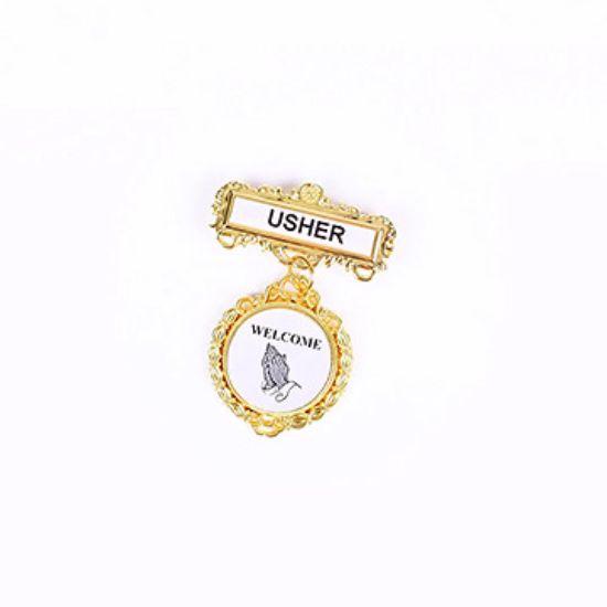 Picture of Badge Fancy Round Usher Ethnic Praying Hand Magnet