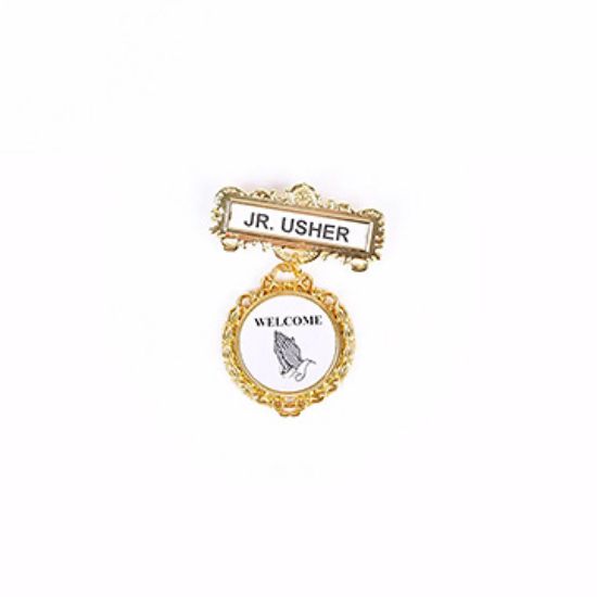 Picture of Badge Fancy Round JR Usher Ethnic Praying Hand Magnet