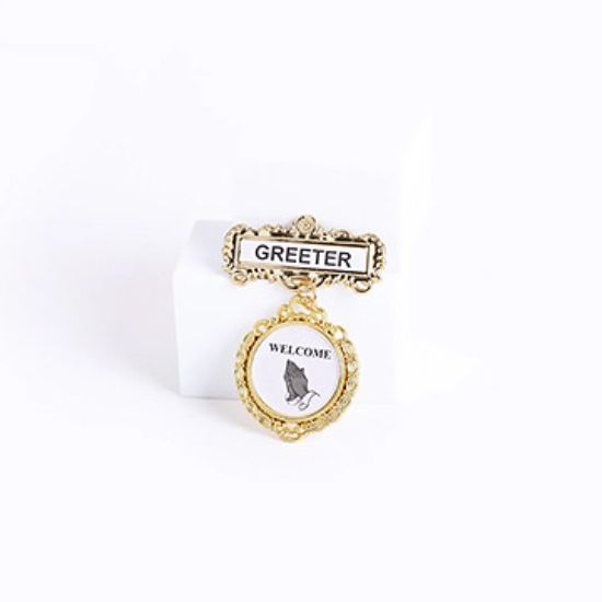 Picture of Badge Fancy Round Greeter Ethnic Praying Hand Magnet
