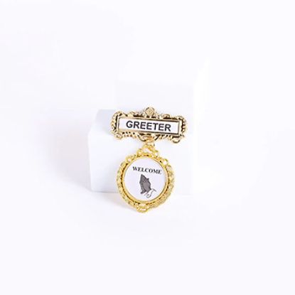 Picture of Badge Fancy Round Greeter Ethnic Praying Hands Pin