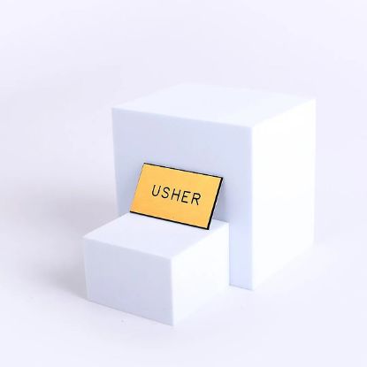 Picture of Badge Engraved Usher Gold Magnet