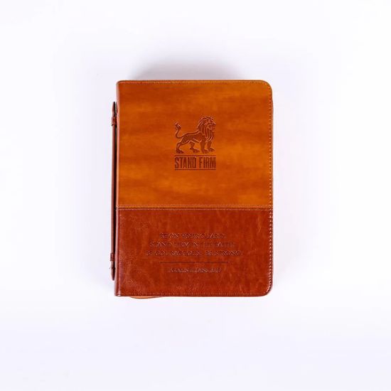 Picture of Bible Cover Imitation Leather Stand Firm 2-Tone Brown Large