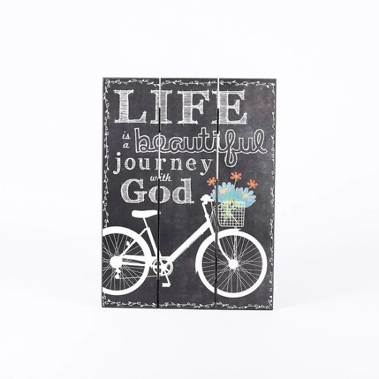 Picture of Wall Decor Wood Slat Chalk Print Life Isa Beautiful Journey 12X16