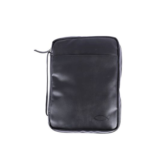 Picture of Bible Cover Imitation Leather Fish Blk  Large