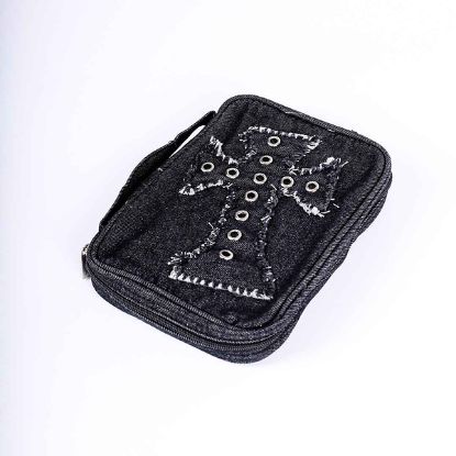 Picture of Bible Cover Cross W/Grommets Black Large