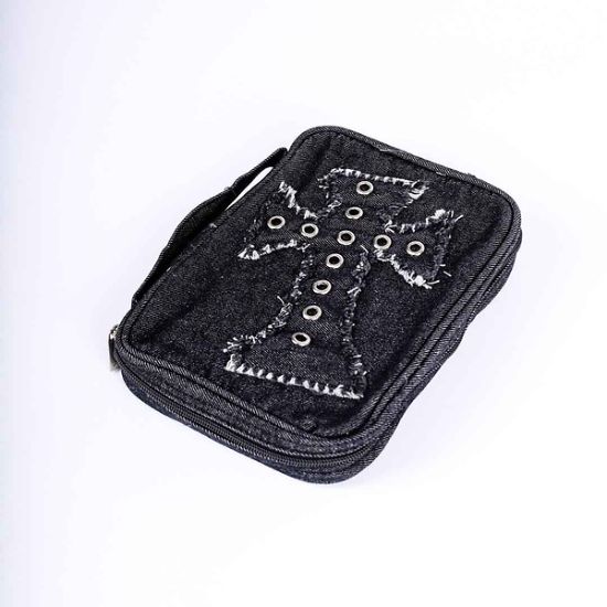 Picture of Bible Cover Cross W/Grommets Black Large