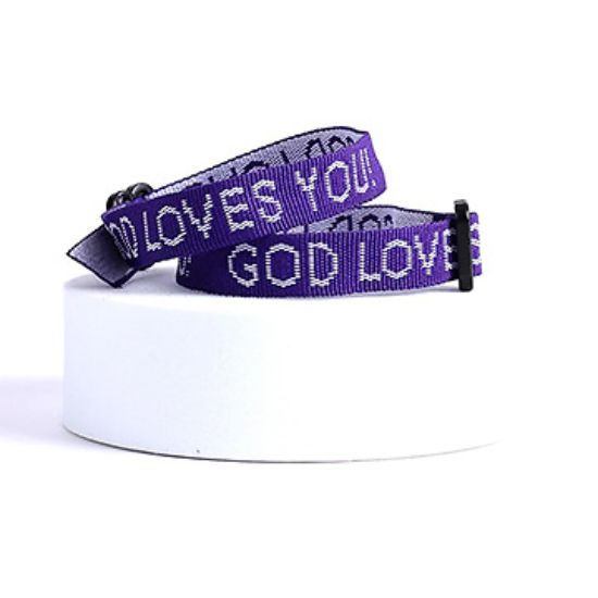 Picture of Bracelet Woven God Loves You Purple PK25