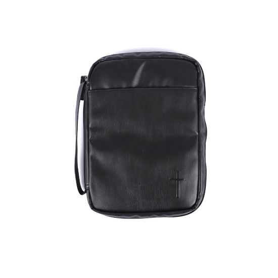 Picture of Bible Cover Imitation Leather Cross Blk Large