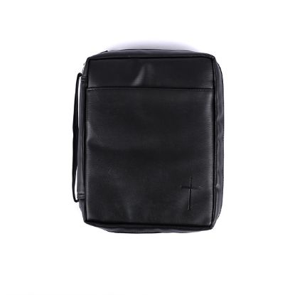 Picture of Bible Cover Imitation Leather Cross Blk Extra Large