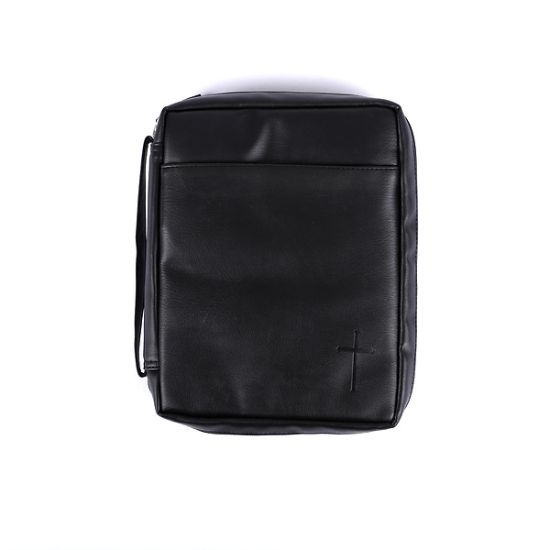 Picture of Bible Cover Imitation Leather Cross Blk Extra Large