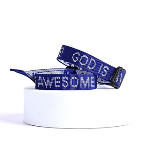 Picture of Bracelet Woven God Is Awesome Royal Blue PK25