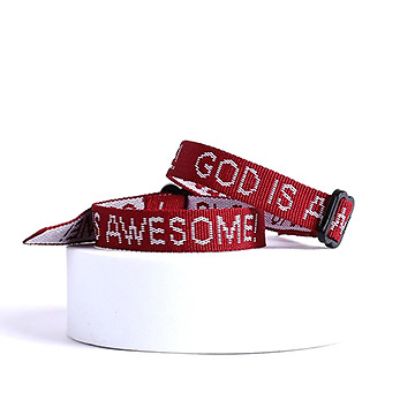 Picture of Bracelet Woven God Is Awesome Maroon PK25