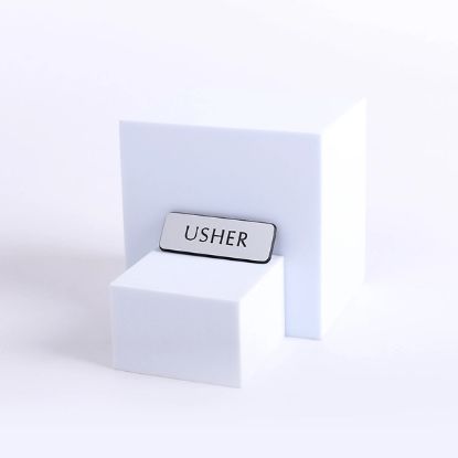 Picture of Badge Engraved Contemporary Usher Silver Magnet