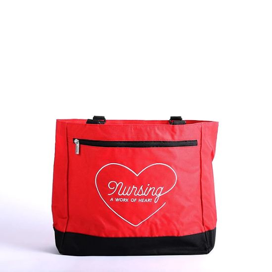 Picture of Tote Canvas Nursing Is a Work of Heart Red