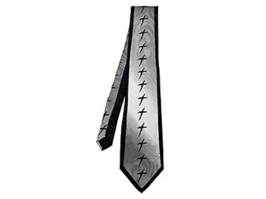 Picture of Tie Polyester Rugged Cross Black