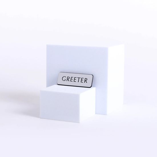 Picture of Badge Engraved Contemporary Greeter Silver Magnet