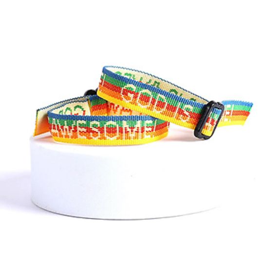 Picture of Woven Bracelet God Is Awesome Rainbow PK25