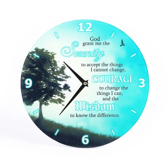 Picture of Glass Wall Clock Serenity Prayer 11 3/4 Inch