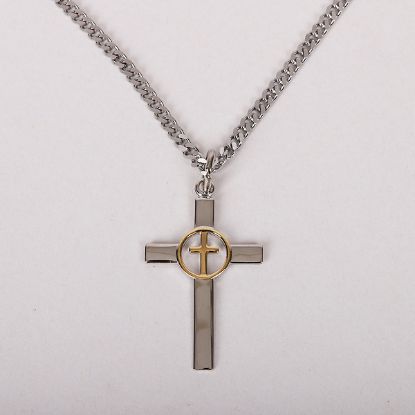 Picture of Necklace 2 Tone Cross in Cross Sterling 24"