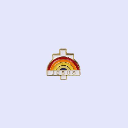 Picture of Lapel Pin Jesus with Cross and Rainbow PK3