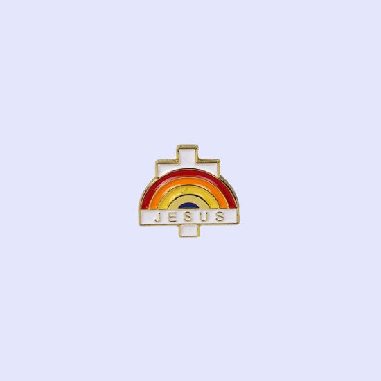 Picture of Lapel Pin Jesus with Cross and Rainbow PK3
