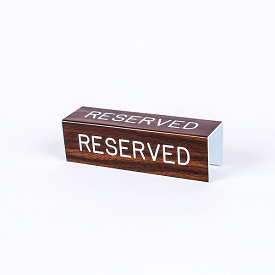 Picture of Sign Engraved Pew Reserved 3 Sided Walnut 7 X 2 X 2