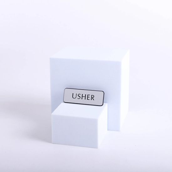 Picture of Badge Engraved Contemporary Usher Silver Pin