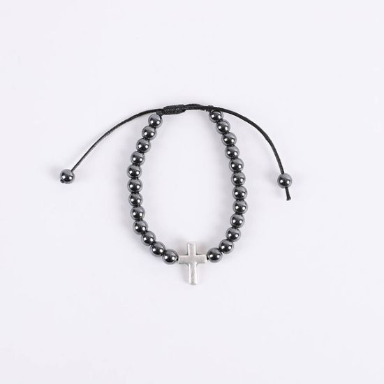 Picture of Bracelet Cross Hematite Adjustable