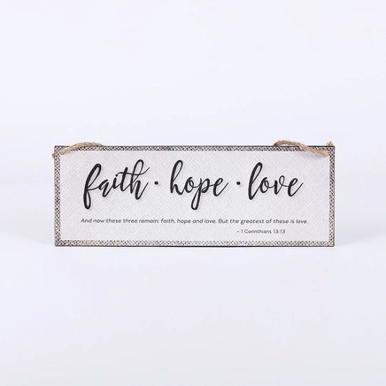 Picture of Wall Decor Metal W/ Rope Faith Hope Love