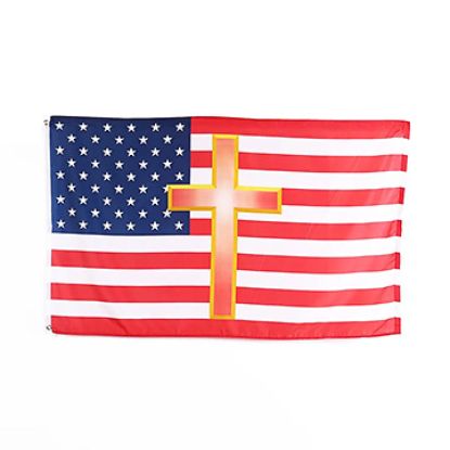 Picture of Flag American Gold Cross 3ft X 5ft
