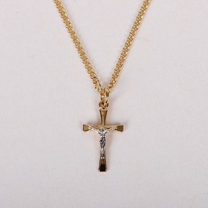 Picture of Necklace Crucifix Gold Over Sterling 2 Tone 18"