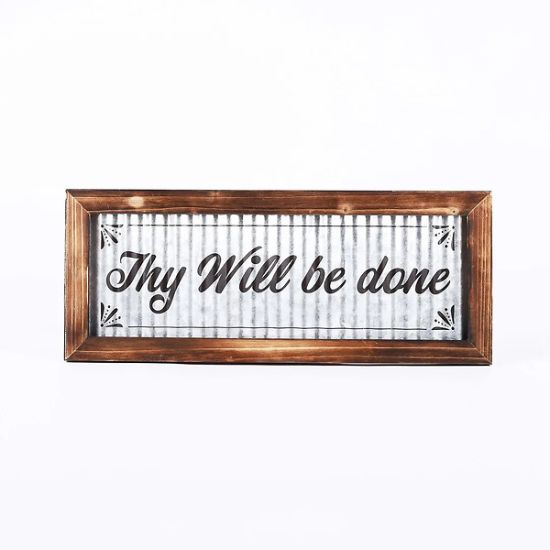 Picture of Wall Decor Corrugated Tin Thy Will Be Done 20X8X.5