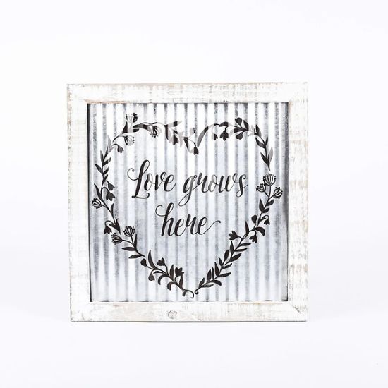 Picture of Wall Decor Corrugated Tin Love Grows Here 14X14X.5